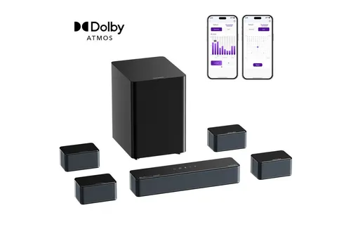 ULTIMEA Poseidon D80 7.1 Dolby Atmos Soundbar - Surround-System mit 3D-Sound: Erlebe immersiven Klang durch Dolby Atmos und 8 Hochleistungs-Treiber, inklusive kabellosem Subwoofer für ein fesselndes Heimkinoerlebnis.