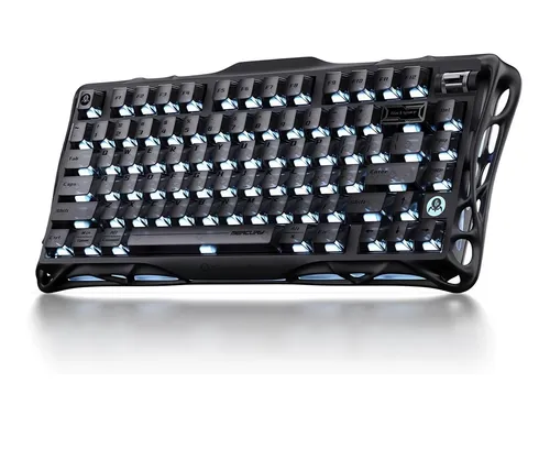 GravaStar Mercury K1 Stealth Black Mechanische Tastatur - Kabellose mechanische Tastatur mit Bluetooth und USB-C für flexibles Arbeiten. Mit programmierbaren Tasten und integrierter Batterie für maximale Effizienz.