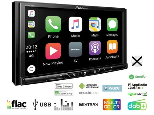 Pioneer SPH-DA230DABAN 7" 2DIN Mediareceiver - Armaturenbrett-Einbau-Videogeräte mit Apple CarPlay, Android Auto und DAB+ für erstklassigen Klang und einfache Smartphone-Verbindung.