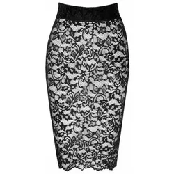 Jupe lacée Ambivalence F302 Dentelle - XXL - Schwarz - Eleganter Spitzenrock mit verführerischer Schnürung, dehnbarer Wetlook-Bund für optimalen Tragekomfort, ideal für besondere Anlässe.