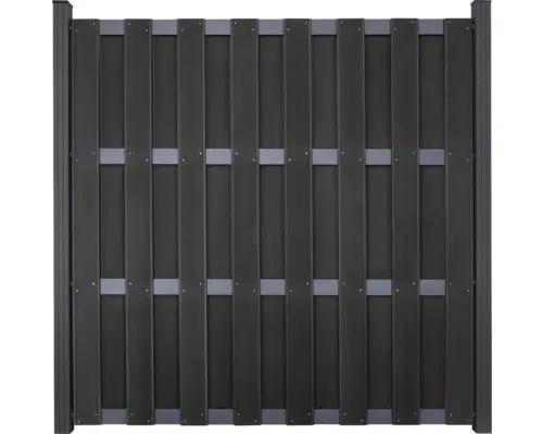 GroJa DIY-Merano Bausatz ohne Pfosten Querriegel 180 x 18 - Gartenzäune aus hochwertigem Verbundwerkstoff in elegantem Anthrazit, ideal für stilvollen Sichtschutz in Ihrem Garten.