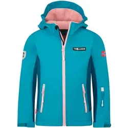 Trollkids Softshelljacke "Oslofjord" in Blau/Rosa, Größe 128 - Die Trollkids Softshelljacke "Oslofjord" in Blau/Rosa bietet optimalen Wetterschutz für Kinder. Mit einer Wassersäule von 6.000 mm und reflektierenden Details ist sie ideal für Abenteuer im Freien.