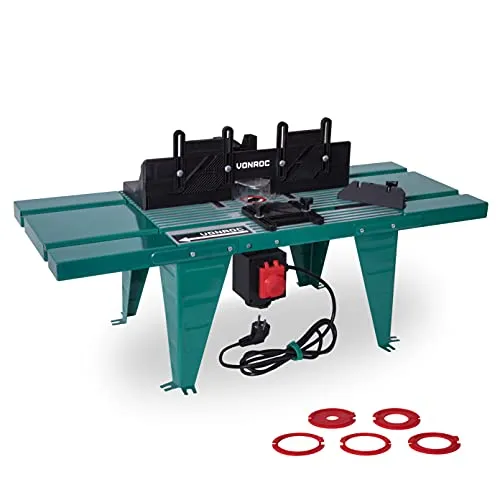 VONROC Frästisch für Oberfräse, Fräsmaschine Metall - Universal für alle Oberfräsen bis 155mm und 1800W, Tischfräse 870x335mm inkl. Tischverlängerung