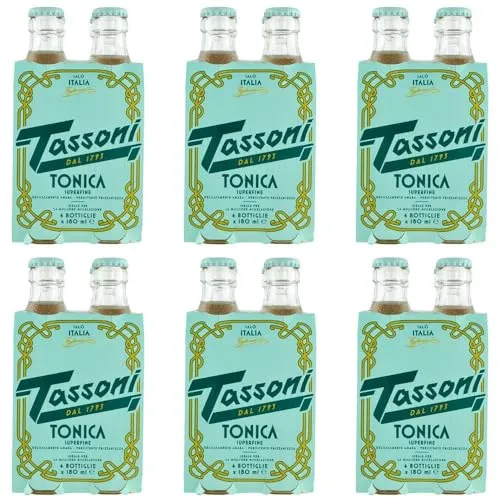Tassoni Tonica Superfine Superfine Tonic, kohlensäurehaltiges Tonic Water in einer Glasflasche 24 x 18cl