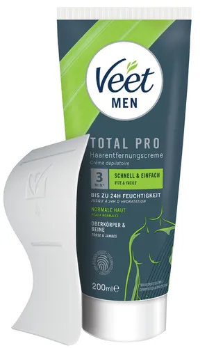 Veet Men Haarentfernungscreme für Oberkörper & Beine - Schnelle Haarentfernung für Männer - Enthaarungsmittel, entfernt unerwünschte Haare in nur 5-10 Minuten, dermatologisch getestet und ideal für verschiedene Körperpartien.