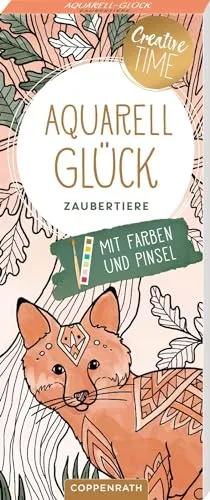 Aquarell-Glück: Zaubertiere: 20 Ausmalmotive auf Aquarellpapier, 6 Aquarellfarben für jedes Motiv und Pinsel