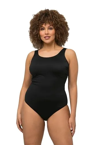 Ulla Popken Damen Badeanzug mit extraweichem Futter - Badeanzug für Damen mit seitlicher Raffung, sehr weichem Brustfutter und Stützband für optimalen Halt. Ideal für einen eleganten Auftritt am Strand oder im Schwimmbad.