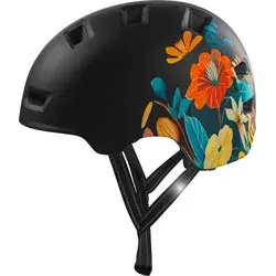 Crazy Safety Rampage Schwarze Blume – Verstellbarer Fahrradhelm für Skater und Radfahrer - Stylischer Helm mit einzigartigem Design, ideal für Radfahren, Skateboarden und mehr. Verstellbar für optimalen Sitz und beste Belüftung. Perfekt für aktive Abenteuer!