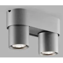 Deckenleuchte LIGHT-POINT Aura C2, dimmbar, Aluminium - Elegante Deckenleuchte Aura C2 aus gebürstetem Aluminium mit drehbaren Spots für individuelle Lichtakzente. Ideal für modernes Wohnen, wählbar zwischen warmweißem und neutralweißem Licht.