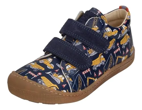 KOEL Barefoot Kinderschuhe - Sneakers Danny Print Tractor Blue, Größe: 22 EU - Sneaker für Jungen, super flexibel und aus weichem Kalbsleder, ideal für gesundes Barfußlaufen und bequemes Tragen.