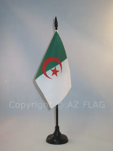 TISCHFLAGGE ALGERIEN 15x10cm - ALGERISCHE TISCHFAHNE 10 x 15 cm - flaggen AZ FLA