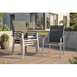 KETTLER BasicPlus Premium, silber/ lakritz, Alu/Outdoorgewebe, 4 Stapelsessel (0102405-0000)