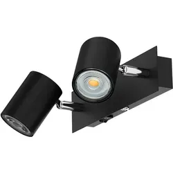 ledscom.de Wandspot WAIKA, zweiflammig, mit Schalter, schwarz matt, inkl. GU10 LED (weiß, je 8,2W, 1179lm, 33°)