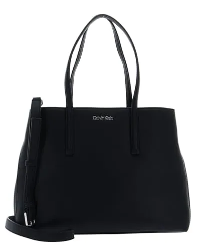 Calvin Klein Damen Tote Bag Ck Must Medium - Schwarz - Damen-Shopper mit geräumigem Design und praktischer Innentasche, ideal für jeden Anlass. Zeitlos und elegant, aus 51% recyceltem Polyester gefertigt.