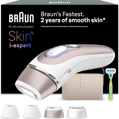 Braun Smart IPL 7 Skin i·expert - Haarentfernungsgerät für Damen - IPL-Gerät mit intelligenter Hautanpassung und Echtzeit-Feedback für sichtbare Ergebnisse in nur 10 Minuten; inklusive 4 Aufsätzen und praktischer Reisetasche.