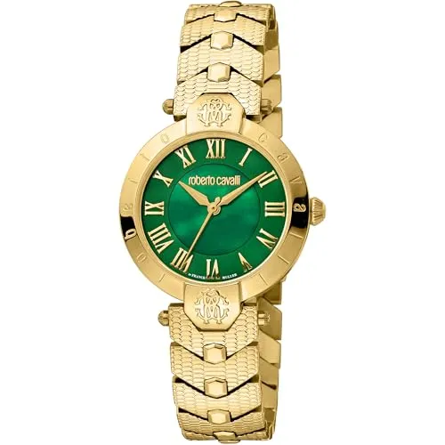 Roberto Cavalli Franck Muller Damenuhr Analog Quarz mit Edelstahlarmband RV1L166M0061