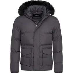 SOULSTAR Herren Winterjacke S2RISOR Parka - Dunkelgrau, M - Funktionsjacke mit abnehmbarem Kunstfellkragen für individuellen Style und optimalen Schutz vor Kälte. Ideal für Stadt und Natur!