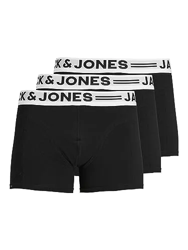 JACK & JONES Herren Sense Trunks 3-pack Boxershorts - Herren-Boxershorts im 3er Pack, einfarbig mit breitem, elastischem Bund für optimalen Tragekomfort und Alltagstauglichkeit