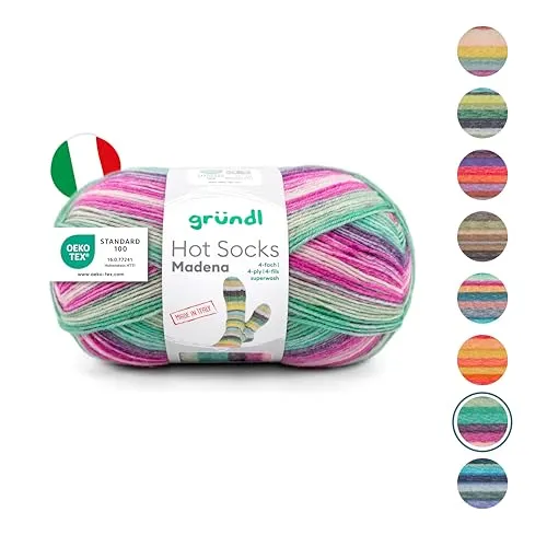 Gründl Hot Socks Madena - 4-fach Sockenwolle 100 g, hautfreundlich und pflegeleicht, Made in Italy