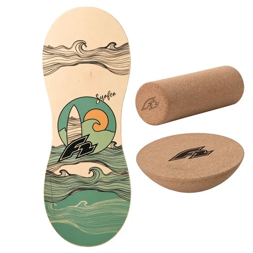 F2 Balance Board Komplettset Peanut – Korkrolle & Halbkugel für effektives Training - Vielseitiges F2 Balance Board Set für Kraft, Stabilität und Balance. Ideal für Fitness, Yoga oder aktive Pausen im Büro. Robuste Holzqualität und rutschfeste Korkoberfläche sorgen für Sicherheit und Spaß beim Training.
