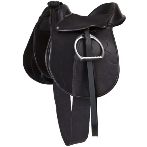 Kerbl Sattelset Economy Pony schwarz - Vielseitigkeitssattel aus hochwertigem Kunstleder mit rutschhemmender Sitzauflage und individuell justierbarem Sattelkissen – ideal für Anfänger und optimale Sitzposition.