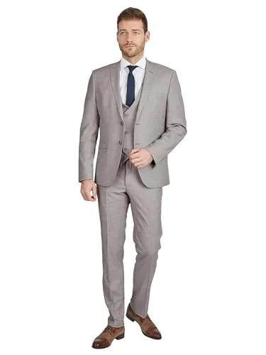 steffenklein Classy Gentleman Herren Business Anzug 3-teilig mit Weste - Anzüge für Herren, eleganter 3-teilig mit regulierbarer Weste, ideal für jeden Anlass dank Slim Fit und bequemen Stoff mit Elasthan-Anteil.