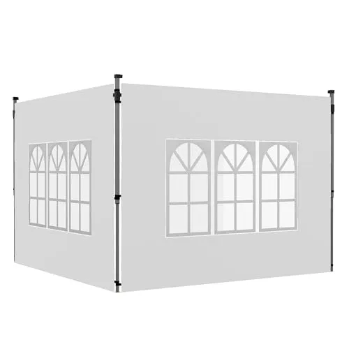 Outsunny 2er-Set Pavillon-Seitenwände 3x3/3x4 m - Praktisches Set aus zwei wasserdichten Seitenwänden für Pop-up-Pavillons. Ideal als Wind- und Sichtschutz, mit großen Fenstern für viel Licht. Robuster Oxford-Stoff sorgt für Langlebigkeit und einfache Montage.