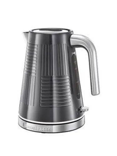 Russell Hobbs Geo Steel Kettle 25240-70 - Eleganter Wasserkocher aus Edelstahl - Wasserkocher 1,7 L, 2400 W mit Rapid Boil Zone für schnelles Kochen. Stilvolles Gunmetal Grey Design und praktische 360° Basis mit Kabelaufbewahrung.