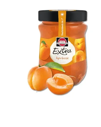 Schwartau Extra Konfitüre Aprikose, 340 g - Brotaufstriche mit vollem Fruchtgeschmack, ohne Zusatzstoffe und ideal für ein leckeres Frühstück. Cremig mit feinen Fruchtstückchen für den perfekten Start in den Tag!