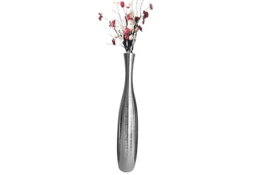 trends for living Edelste Deko-Bodenvase Silber 50 cm - Bodenvasen - Hochwertige Keramikvase für Pampasgras und Dekozweige, verleiht jedem Raum Eleganz und Stil.
