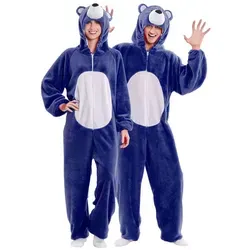 Kostüm Bär Overall blau S - Auffälliger blauer Bären-Overall für Fasching und Karneval. Aus weichem Plüschstoff, mit praktischem Reißverschluss und detailvollem Kopfdesign. Ideal für warme Kostümpartys!