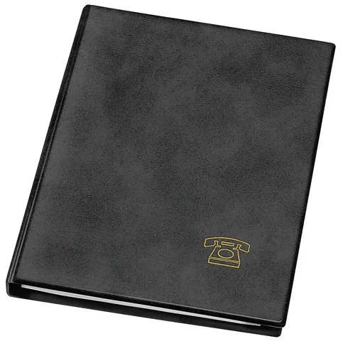 Veloflex Telefonbuch 5158180, A5, Schwarz - Praktisches Telefon-Ringbuch im A5-Format mit 4-Ringmechanik, haltbarem PVC-Einband und 12-teiligem Register A-Z. Ideal für eine übersichtliche Adressverwaltung.