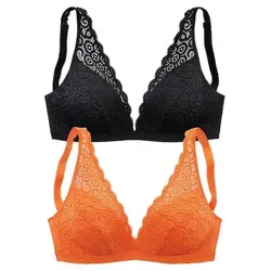 Bralette-BH PETITE FLEUR, sexy Damen Dessous in orange - Funktionsunterwäsche mit dekorativer Jacquardspitze und verstellbaren Trägern, ideal für einen romantischen Look. Ohne Bügel für optimalen Tragekomfort.