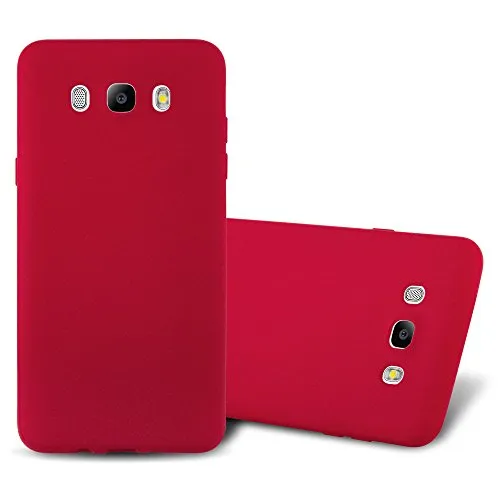 Cadorabo Hülle kompatibel mit Samsung Galaxy J7 2016 Schutzhülle TPU Silikon Case Frost Design Slim Kratzfest Weiche Gummi mit Rundumschutz Case Hülle für Galaxy J7 2016 in Rot