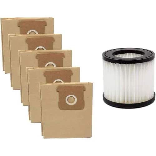 Parkside Staubsaugerbeutel Set für PNTS 20-Li A1 - Beutel für Staubsauger: 5 Staubbeutel und 1 Faltenfilter für optimale Saugleistung und längere Lebensdauer Ihres Parkside Nass-/-Trockensaugers.