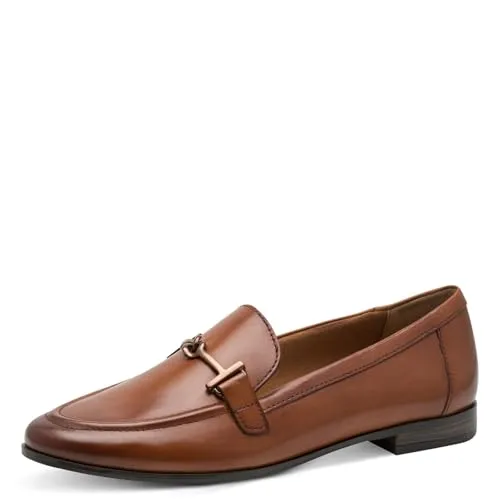 Marco Tozzi Damen Slipper 2-24246-45 Cognac, 41 EU - Slipper & Mokassins für Damen mit innovativer Feel me Sohle für höchsten Tragekomfort, aus hochwertigem Leder für Langlebigkeit und stilvolles Design.