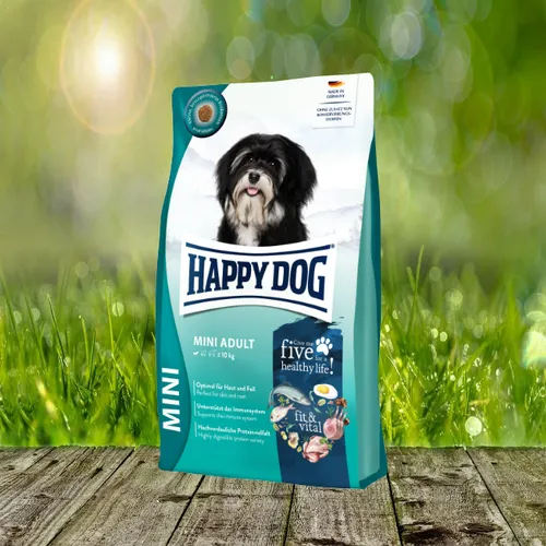 Happy Dog Fit & Vital Mini Adult 10kg - Trockenfutter für kleine Hunde - Hundefutter für aktive, kleine Hunde; reich an hochwertigen Zutaten für optimale Vitalität und Gesundheit.