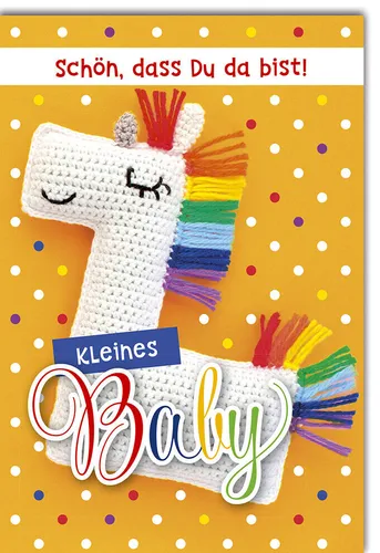 Geburt - Baby - Glückwunschkarte im Format 11,5 x 17 cm - Lama Regenbogen