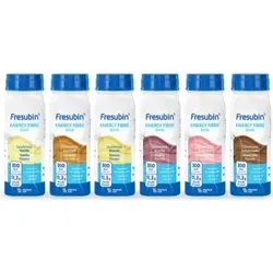 FRESUBIN Energy Fibre Drink Mischkarton, 24 x 200 ml - Hochkalorische Trinknahrung (1,5 kcal/ml) mit präbiotischen Ballaststoffen für eine gesunde Verdauung. Laktosearm, glutenfrei und in 6 leckeren Geschmacksrichtungen erhältlich. Ideal zur ergänzenden Ernährung.