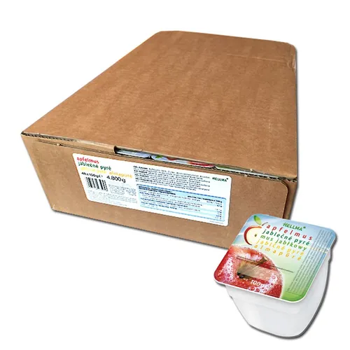 HELLMA Apfel Fruchtmus, 48 Stück - Sonstige Speisen, fruchtiger Snack für zwischendurch – 100% vegan, gluten- und laktosefrei, ideal für Büro, Schule und Reisen.