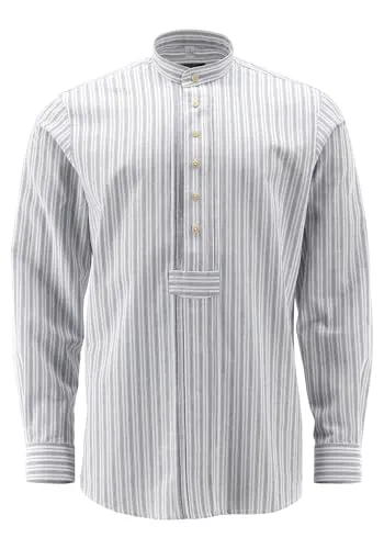 OS Trachten Trachtenhemd Regular Fit Esoko in Jeans, Größe 43/44 - Stylisches Regular Fit Trachtenhemd mit Stehkragen und 1/1-Ärmeln. Ideal für festliche Anlässe oder den Alltag, bietet es besonderen Tragekomfort und ein modernes Design.