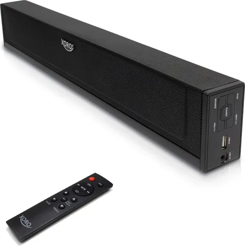 XORO HSB 50 V2 TV Soundbar - Surround-Systeme mit 25 Watt Leistung, Bluetooth für kabellose Musikwiedergabe und MP3-fähigem USB-Port – ideal für kleine Fernseher.
