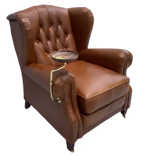 Chesterfield Lounge Sessel Braun - Stilvoller Ohrensessel für Ihr Wohnzimmer - Eleganter Ohrensessel in Braun mit hochwertigem Lederbezug. Ideal für gemütliche Stunden im Wohnzimmer. Maße: 95 x 92 x 95 cm, mit modernem Design und hoher Sitzqualität.