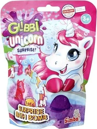 Simba Badebombe "Glibbi Unicorn Surprise" - Überraschung für Kinder ab 3 Jahren - Erlebe bunte Badestunden mit der Glibbi Unicorn Surprise Badebombe! Sie färbt das Wasser in leuchtenden Farben und überrascht mit einer von sechs Einhorn-Figuren. Ideal für kreativen Badespaß! 