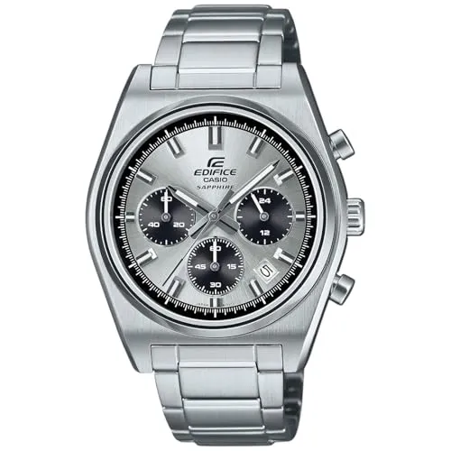 Casio EDIFICE Classic Chronograph Herrenuhr EFB-730D-7AVUEF - Silber, elegante Quarzuhr mit Stoppfunktion und wasserdicht bis 10 bar