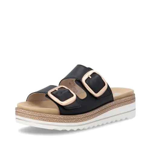 Remonte Pantolette Hausschuh mit Klettverschluss und Lite´n Soft-Ausstattung - Hochwertige Pantoletten von Remonte mit herausnehmbarer Innensohle. Das anatomisch vorgeformte Softfußbett sorgt für besonderen Tragekomfort und passt sich deinem Fuß ideal an. Perfekt für einen individuellen Look im Sommer.