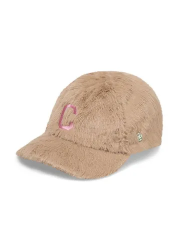 CODELLO Teddyplüsch Cap mit C-Patch in Beige - Stylische Damenmütze aus weichem Teddyplüsch, ideal für kühle Tage und ein modisches Accessoire.