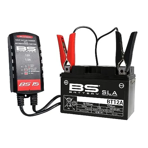 BS Battery BS15 Intelligentes Batterieladegerät - Fahrzeugbatterie-Ladegeräte mit Mikroprozessor für effizientes Laden und Regenerierung von Blei-Säure-Batterien, ideal für den Winterbetrieb und optimalen Schutz vor Überladung.