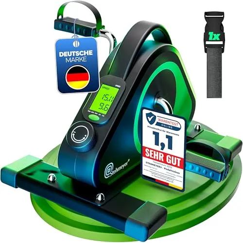 STEHMEYER® Pedaltrainer für Senioren Mini Heimtrainer Tischfahrrad | extra leiser & gelenkschonender Arm & Beintrainer mit Befestigungsband | Deskbike mit LCD-Display für Zuhause, Büro & Reha