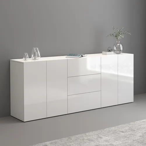 INOSIGN Sideboard "Egypt" – Hochglanz Kommode mit Push-To-Open Funktion - Moderne Kommode mit 4 Türen und 3 Schubkästen, gefertigt aus FSC-zertifiziertem Holz. Ideal für stilvolle und individuelle Wohnräume.